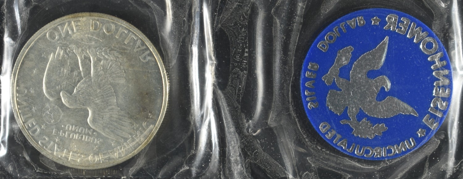 1971-1974 EISENHOWER SILVER DOLLARS BLUE PACKAGING