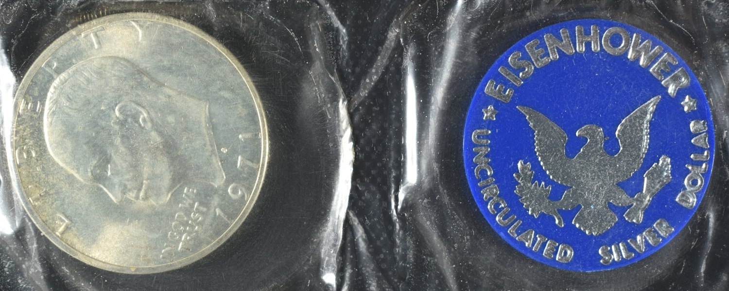 (2) 1971 EISENHOWER DOLLAR BLUE PACKAGING