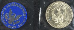 (2) 1973 EISENHOWER DOLLAR BLUE PACKAGING. LEADERS IN ON-LINE AUCTIONS ESTIMATE $75 - $100.Image - 2