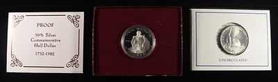 1982-S & 1986-D COMMEM HALF DOLLARS. 1982-S 50C COMMEM 90% SILVER & 1986-D 50C COMMEM ESTIMATE 