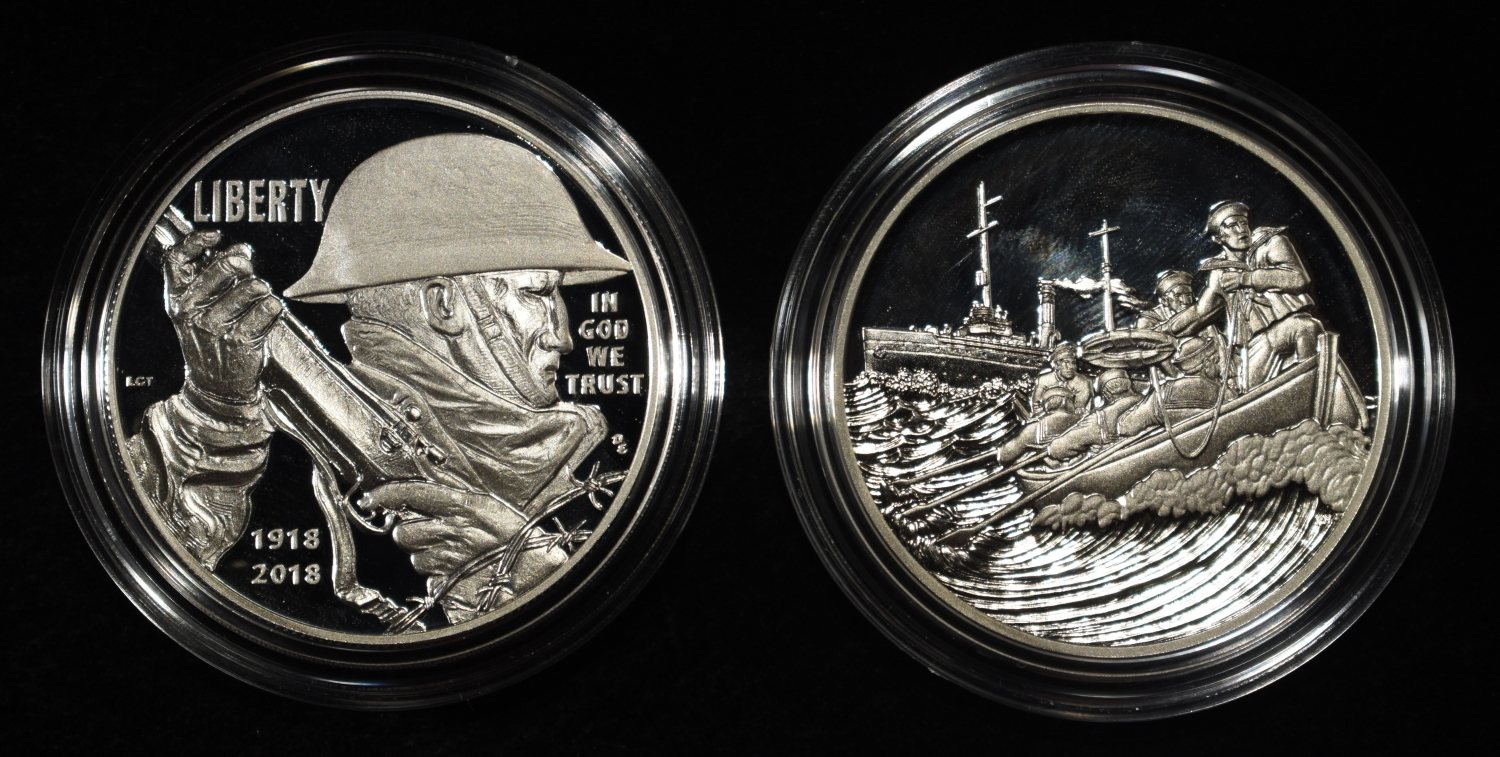 2018 WWI CENTENNIAL $1 & COAST GUARD COMMEM SET