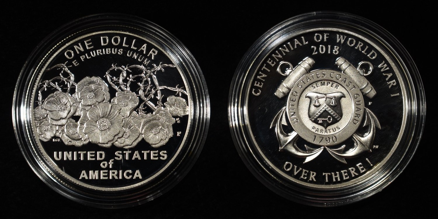 2018 WWI CENTENNIAL $1 & COAST GUARD COMMEM SET