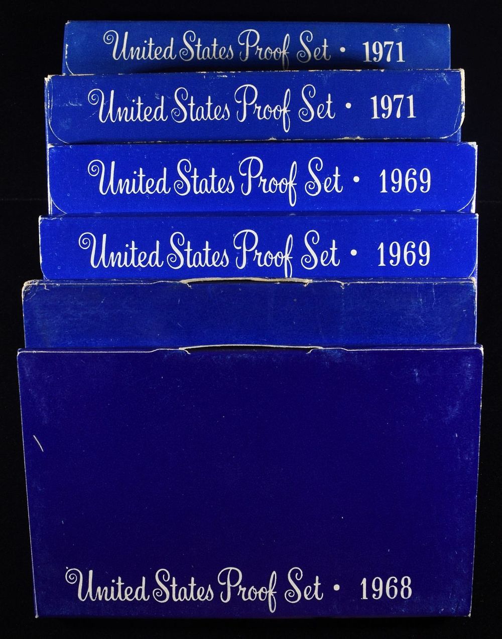 UNITED STATES PROOF SETS (2)1968, (2)1969, (2)1971. BID WITH SILVER CITY AUCTIONS ESTIMATE $80 - 