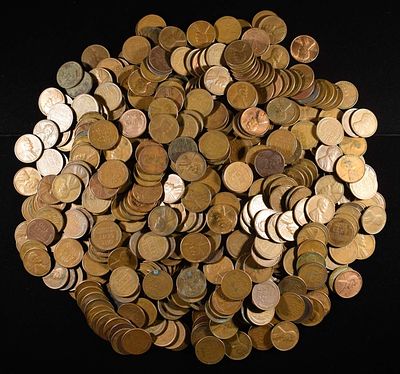 (500) 40'S & 50'S WHEAT CENTS. CHECK OUT OUR UPCOMING AUCTIONS ESTIMATE $90 - $130.