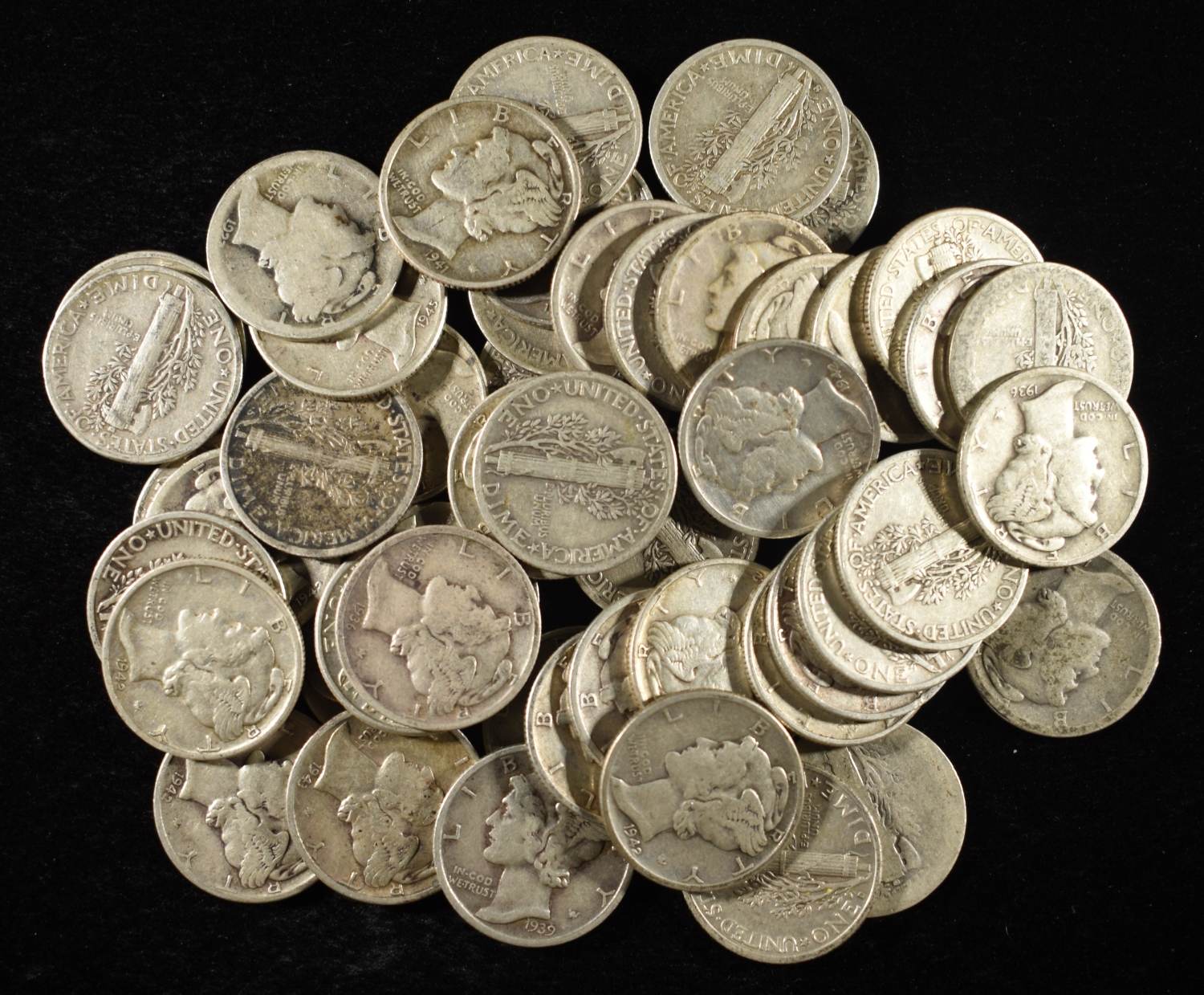 (50) MERCURY DIMES
