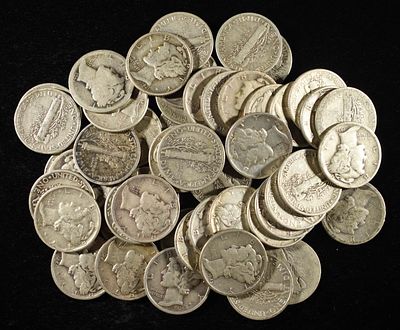 (50) MERCURY DIMES. TOP RATED AUCTION HOUSE ESTIMATE $310 - $360.