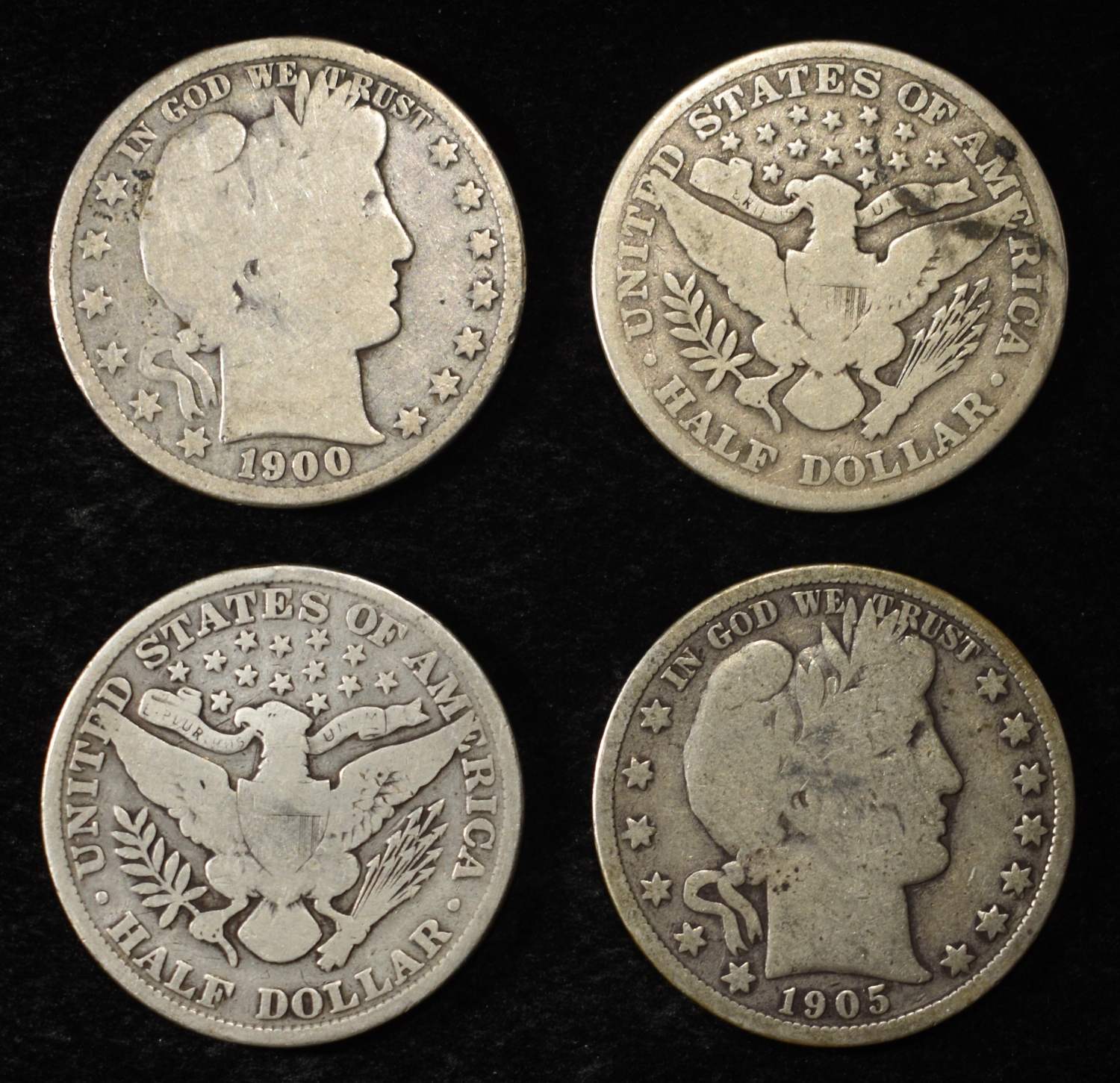 (10) BARBER HALF DOLLARS