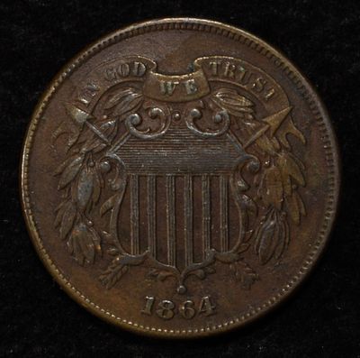 1864 2-CENT PIECE. CHECK OUT OUR UPCOMING AUCTIONS ESTIMATE $75 - $100.