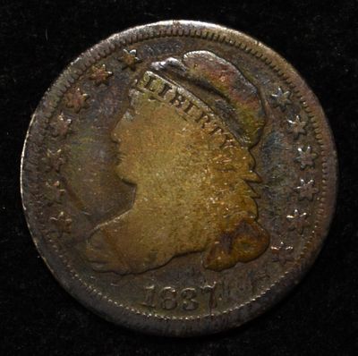1837 CAPPED BUST DIME STARS. WEEKLY COIN & CURRENCY AUCTIONS ESTIMATE $90 - $130.