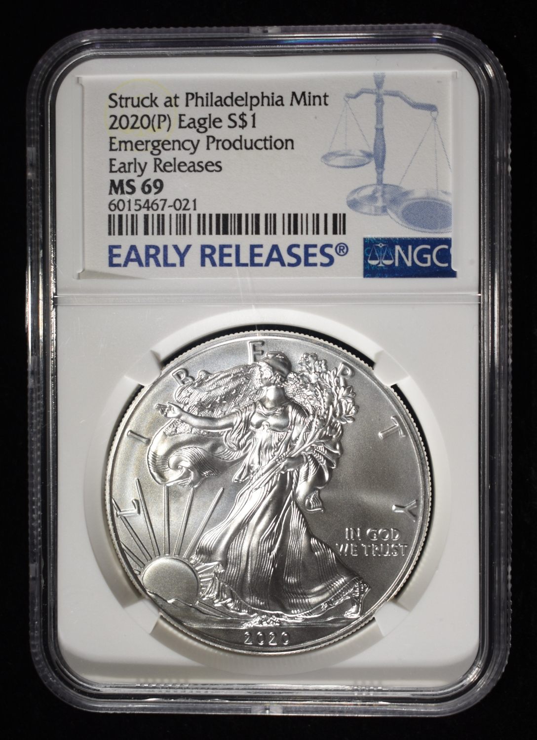 2020 (P) AMERICAN SILVER EAGLE NGC MS69