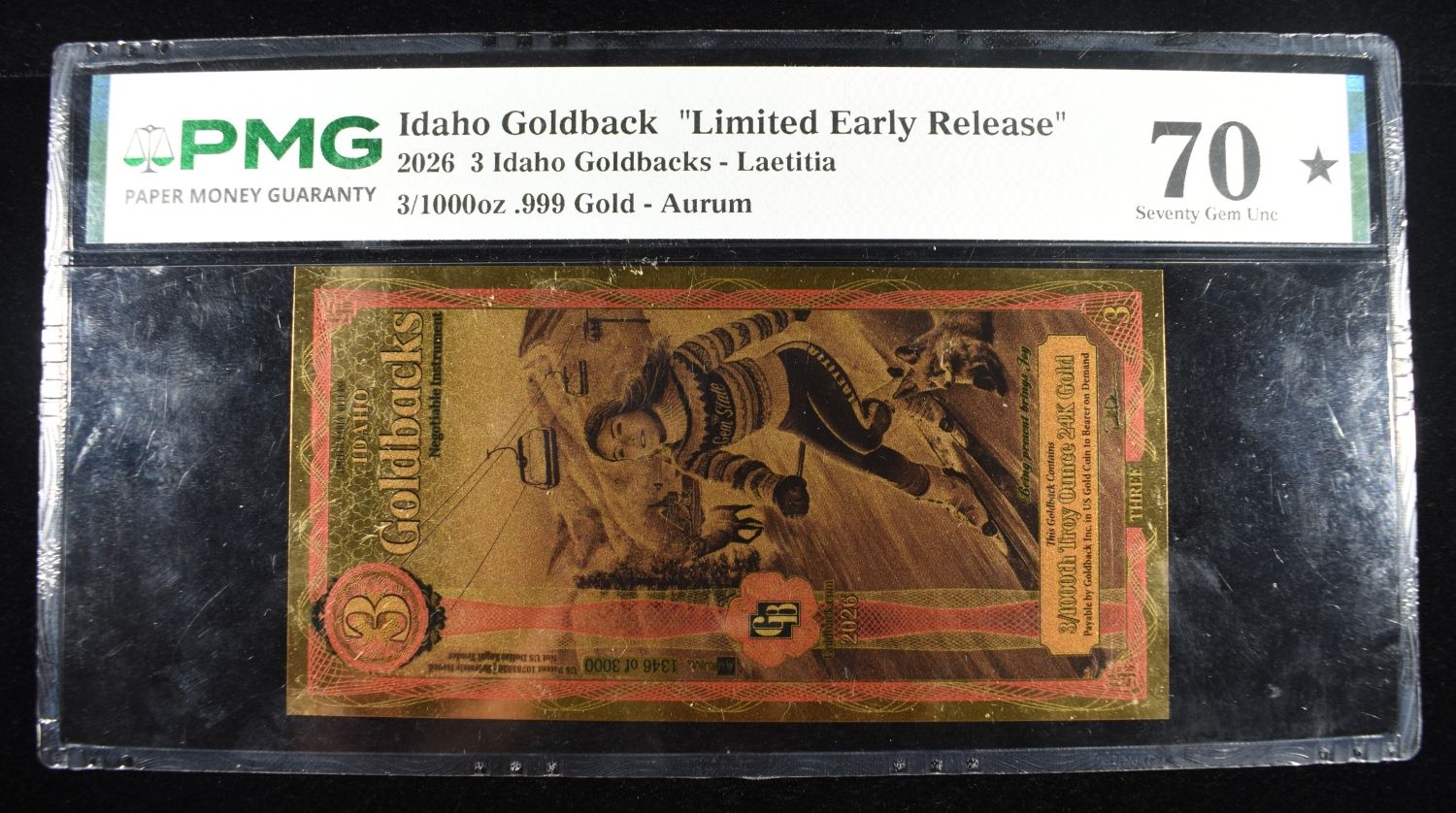 $3 GOLDBACK & (3) $1 GOLDBACKS