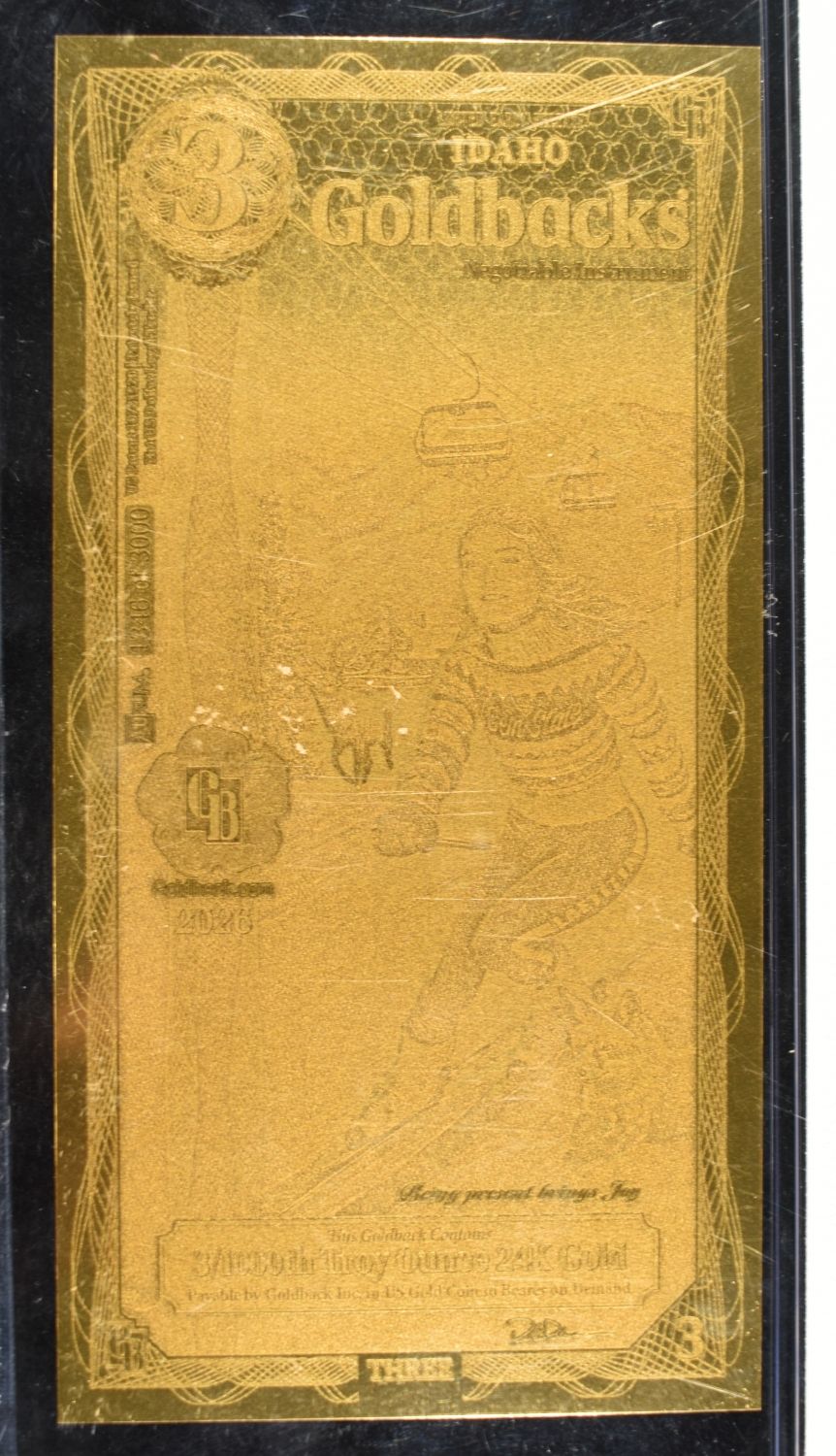 $3 GOLDBACK & (3) $1 GOLDBACKS