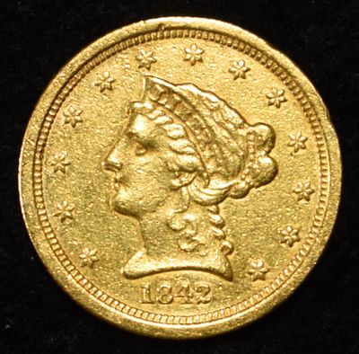 1842-O $2.50 LIBERTY GOLD AU. CHECK OUT OUR UPCOMING AUCTIONS ESTIMATE $1900 - $2400.