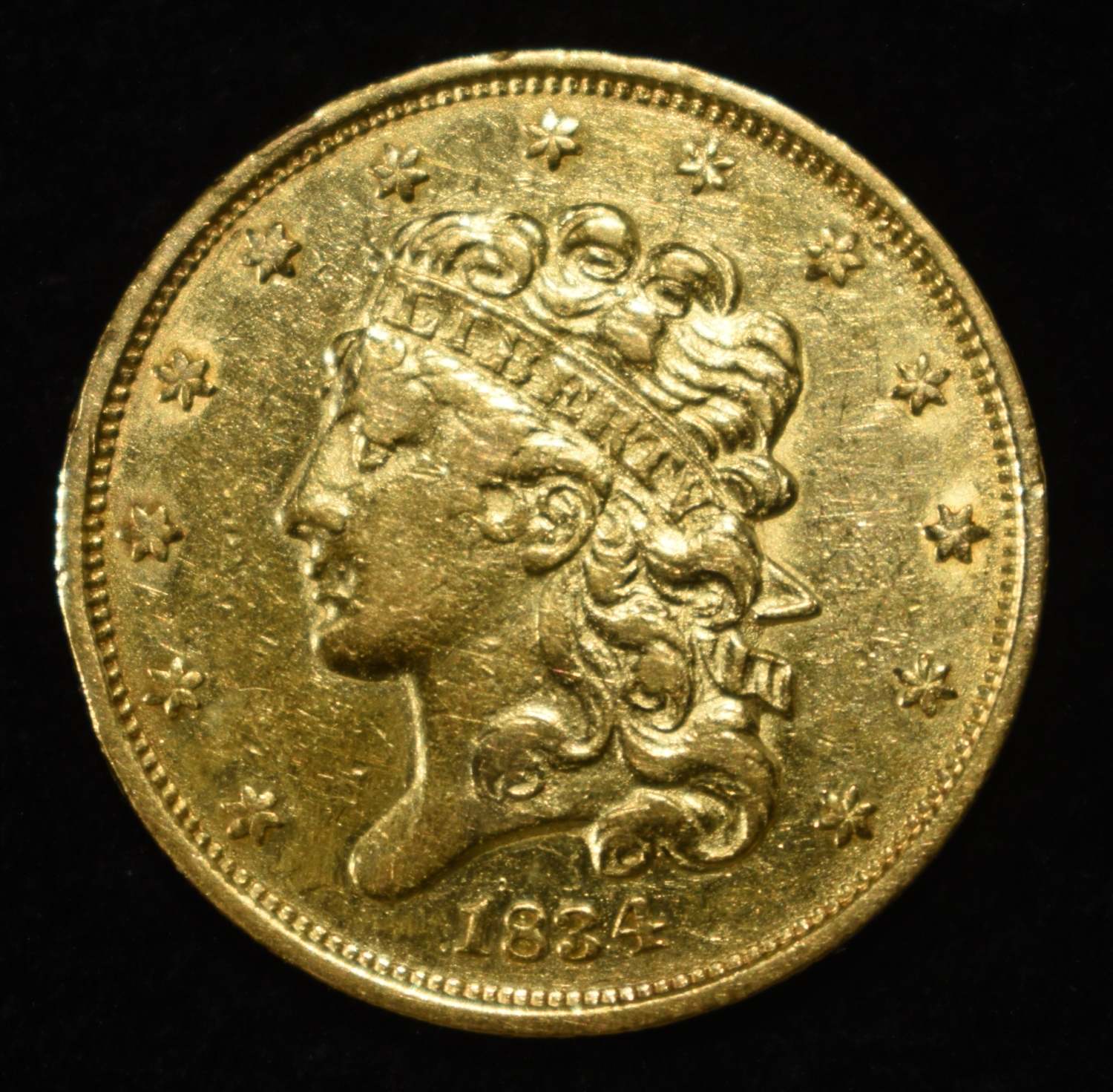 1834 $5 CLASSIC HEAD GOLD CH AU