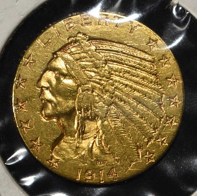 1914-S $5 INDIAN GOLD BU. TOP RATED AUCTION HOUSE ESTIMATE $2500 - $3000.