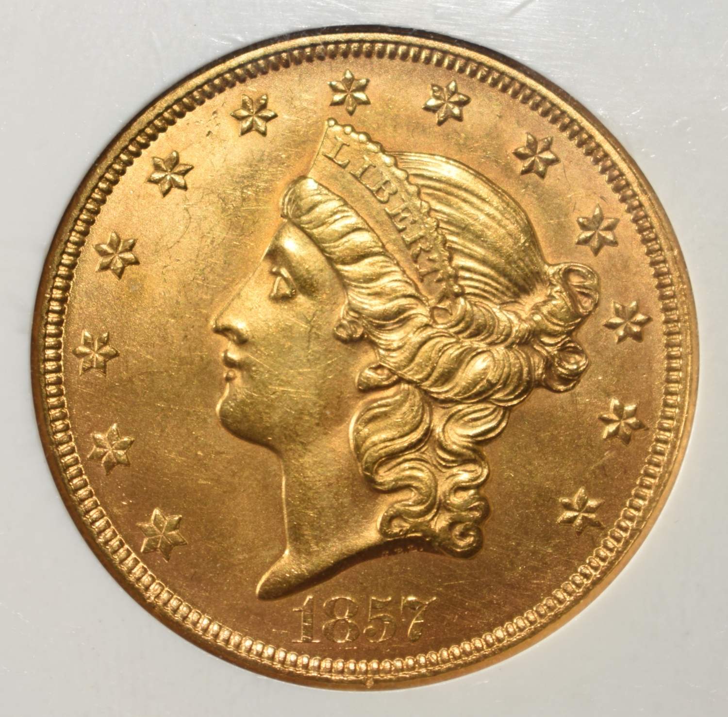 1857 $20 LIBERTY GOLD PCI CH BU