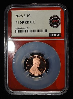 2025-S SHIELD CENT NGC PF69 RD UC. BID WITH SILVER CITY AUCTIONS ESTIMATE $200 - $250.