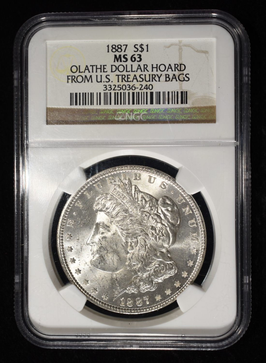 1887 MORGAN DOLLAR NGS MS-63 OLATHE HOARD
