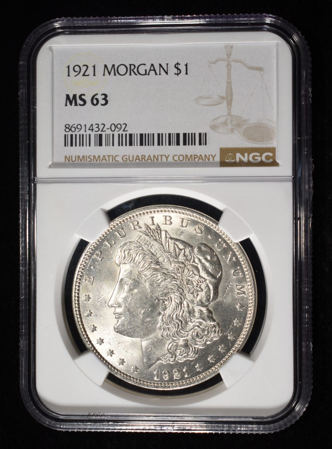 1921 MORGAN DOLLAR NGC MS63