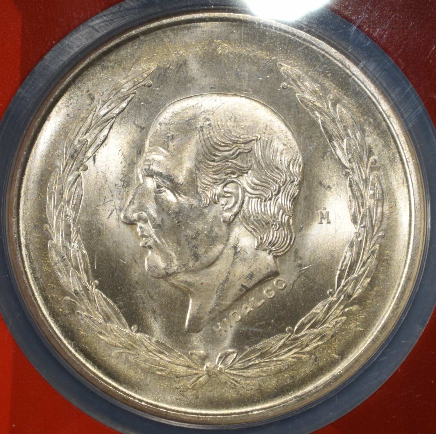 1952 5 PESOS MEXICO 72% SILVER NGC MS64