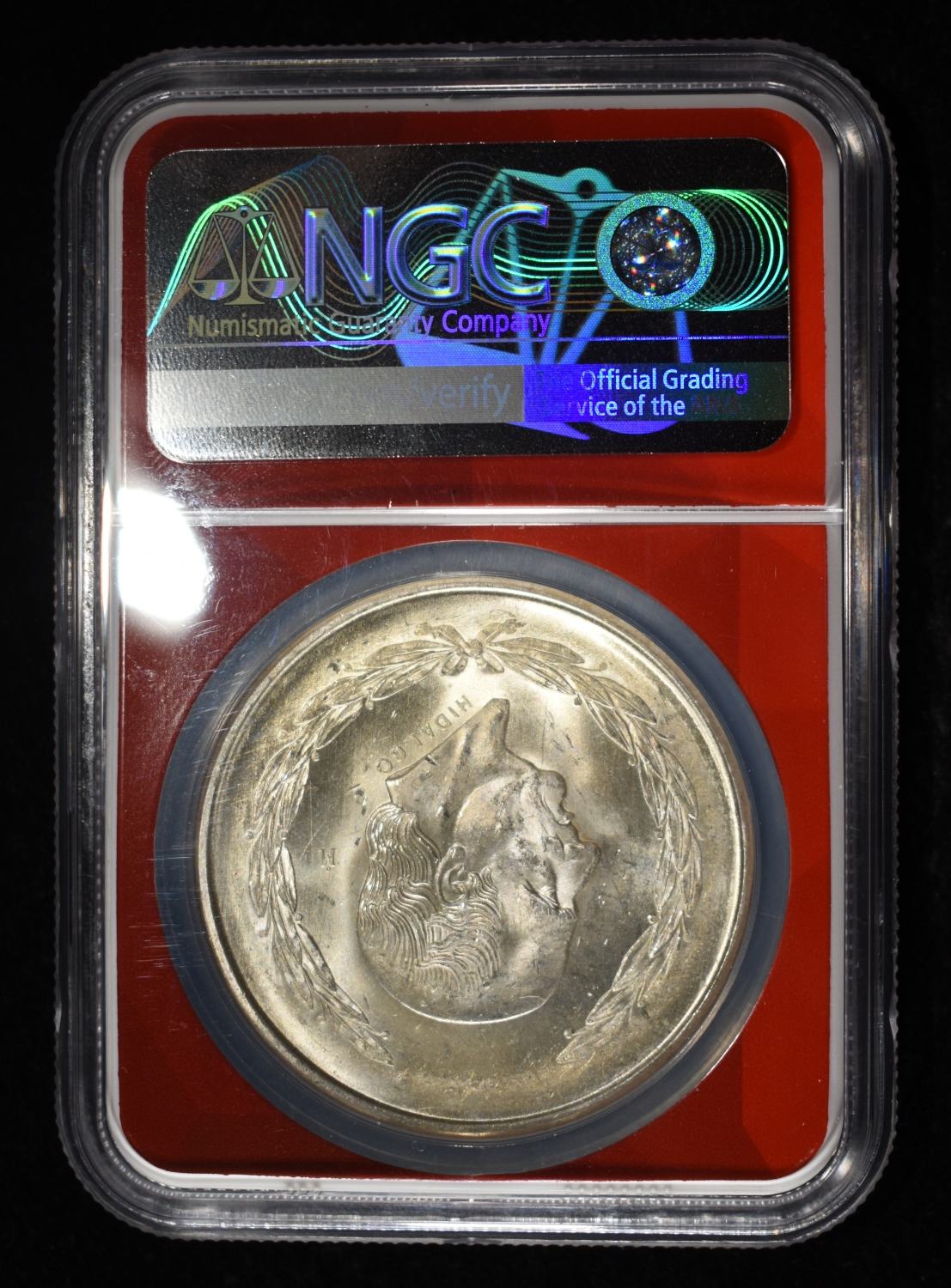 1952 5 PESOS MEXICO 72% SILVER NGC MS64