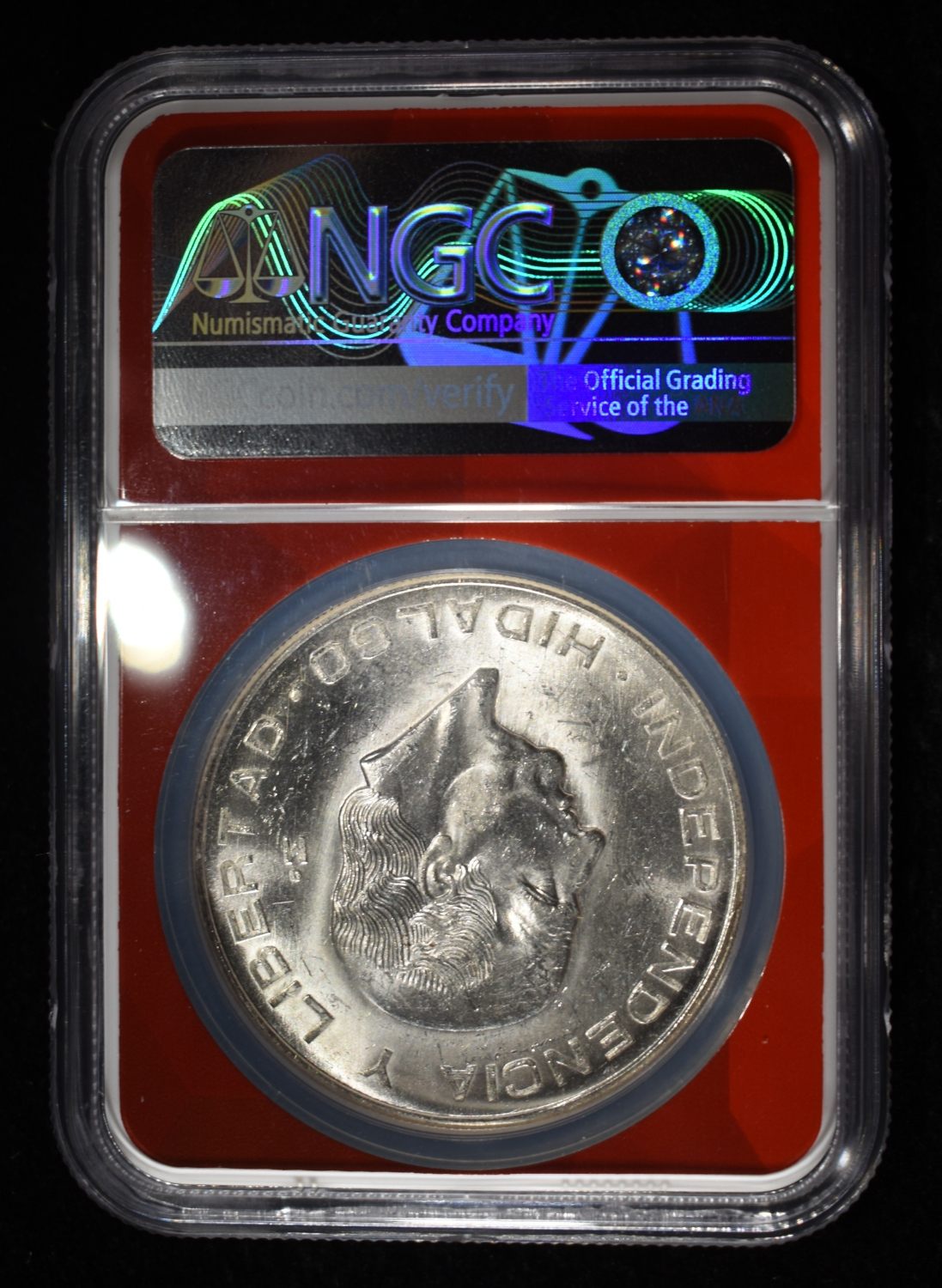 1955 10 PESOS MEXICO 90% SILVER NGC MS63