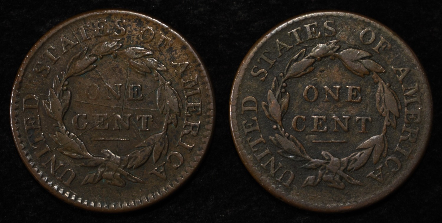 2 LARGE CENTS 1818 FINE & 1819 FINE-SCRATCHES REV.