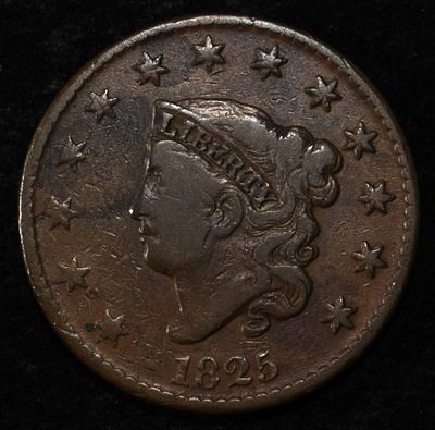 1825 LARGE CENT FINE. CHECK OUT OUR UPCOMING AUCTIONS ESTIMATE $130 - $150.