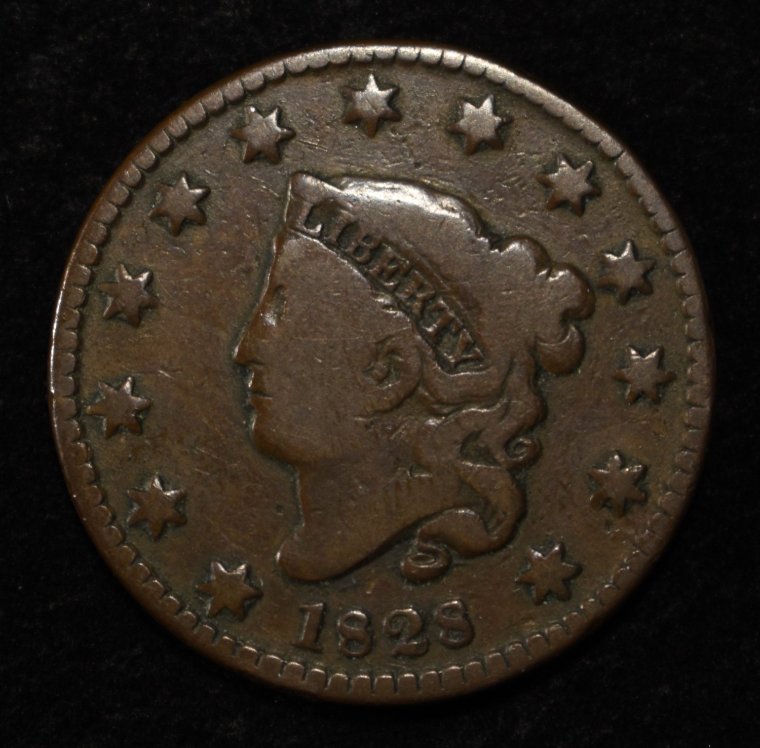 1828 LARGE CENT VG