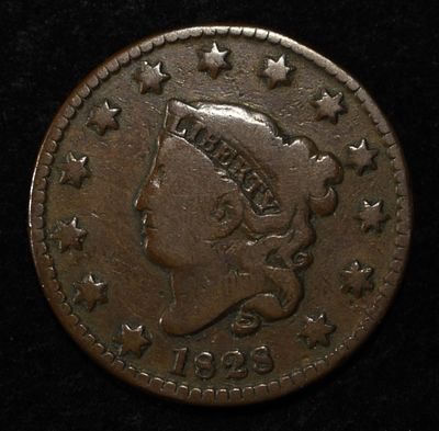 1828 LARGE CENT VG. CHECK OUT OUR UPCOMING AUCTIONS ESTIMATE $150 - $200.