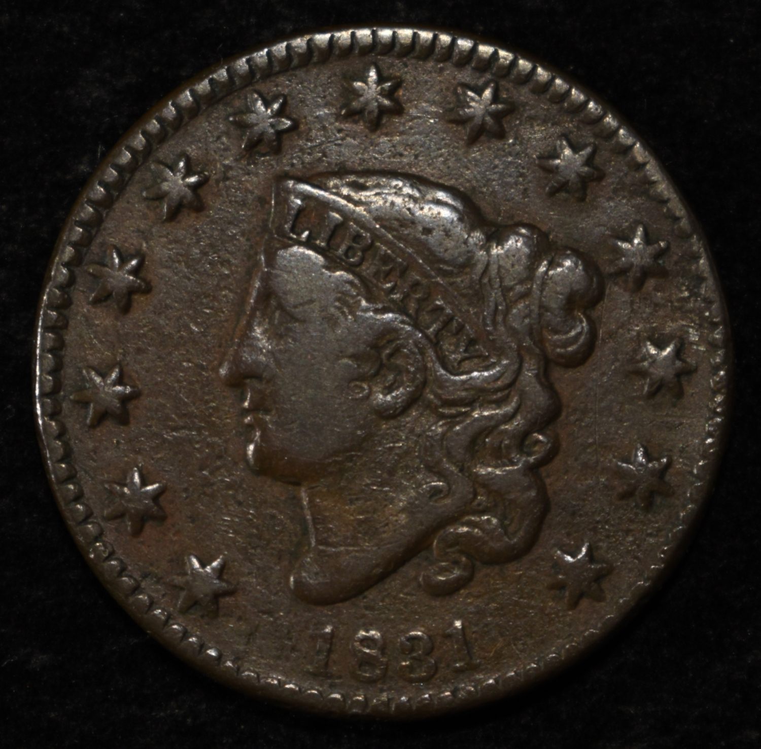 1831 LARGE CENT VF
