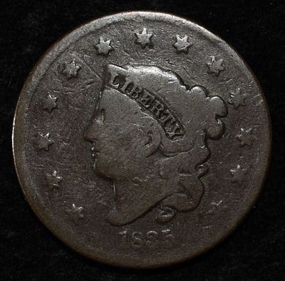 1835 LARGE CENT GOOD. LEADERS IN ON-LINE AUCTIONS ESTIMATE $75 - $100.