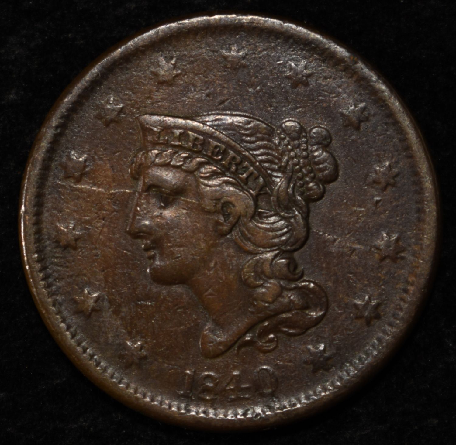 1840 LARGE DATE LARGE CENT VF