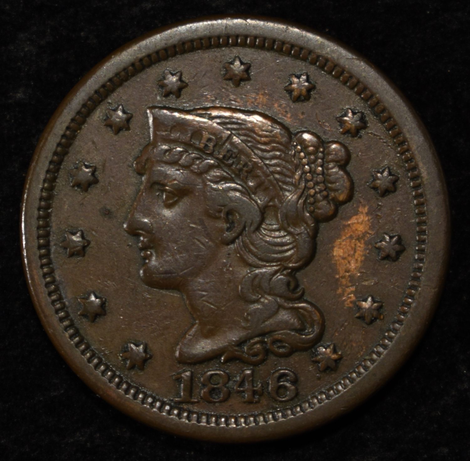 1846 LARGE CENT CH AU
