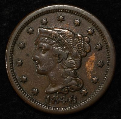 1846 LARGE CENT CH AU. BID WITH SILVER CITY AUCTIONS ESTIMATE $200 - $250.