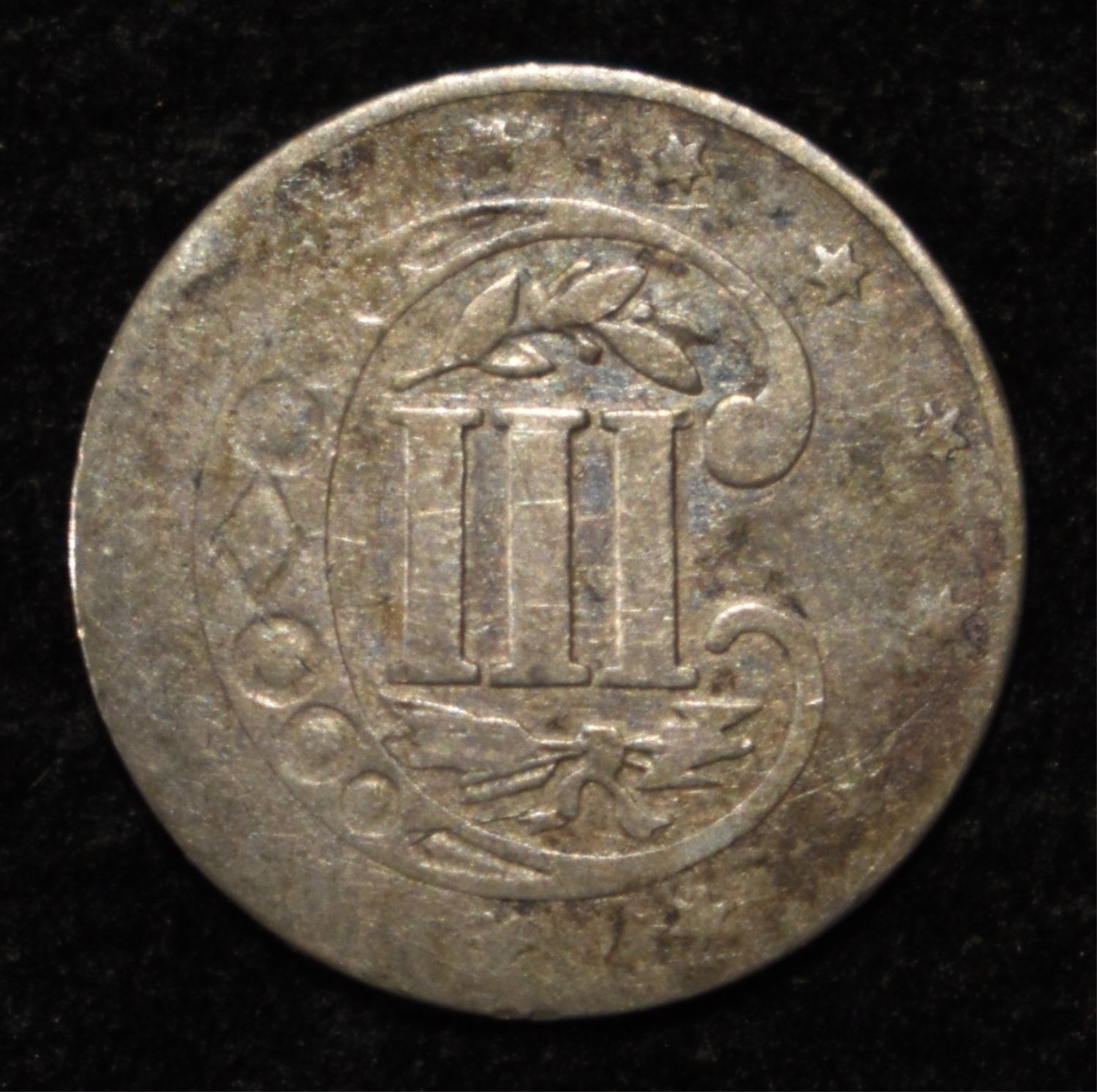 1857 3 CENT SILVER FINE