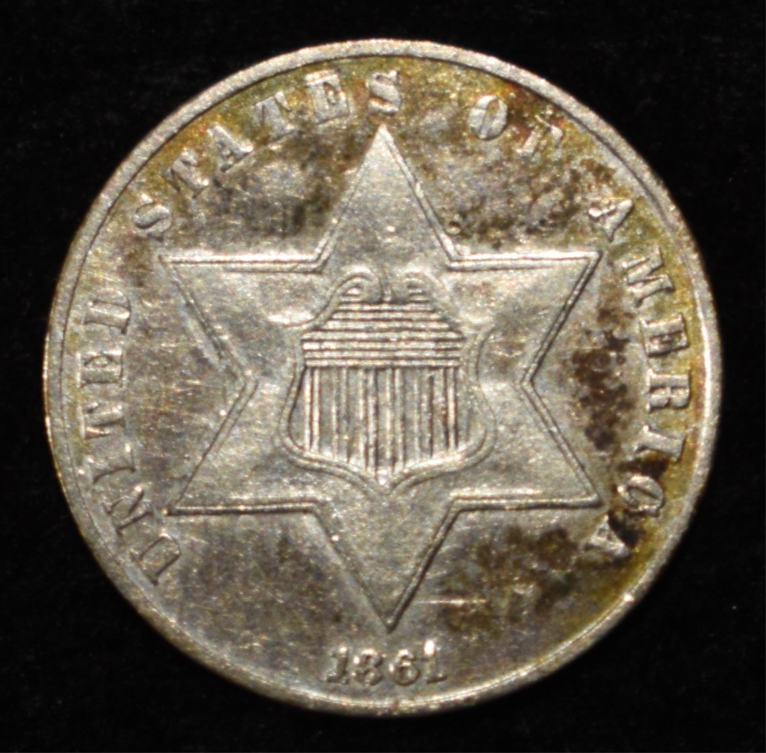 1861 3 CENT SILVER XF