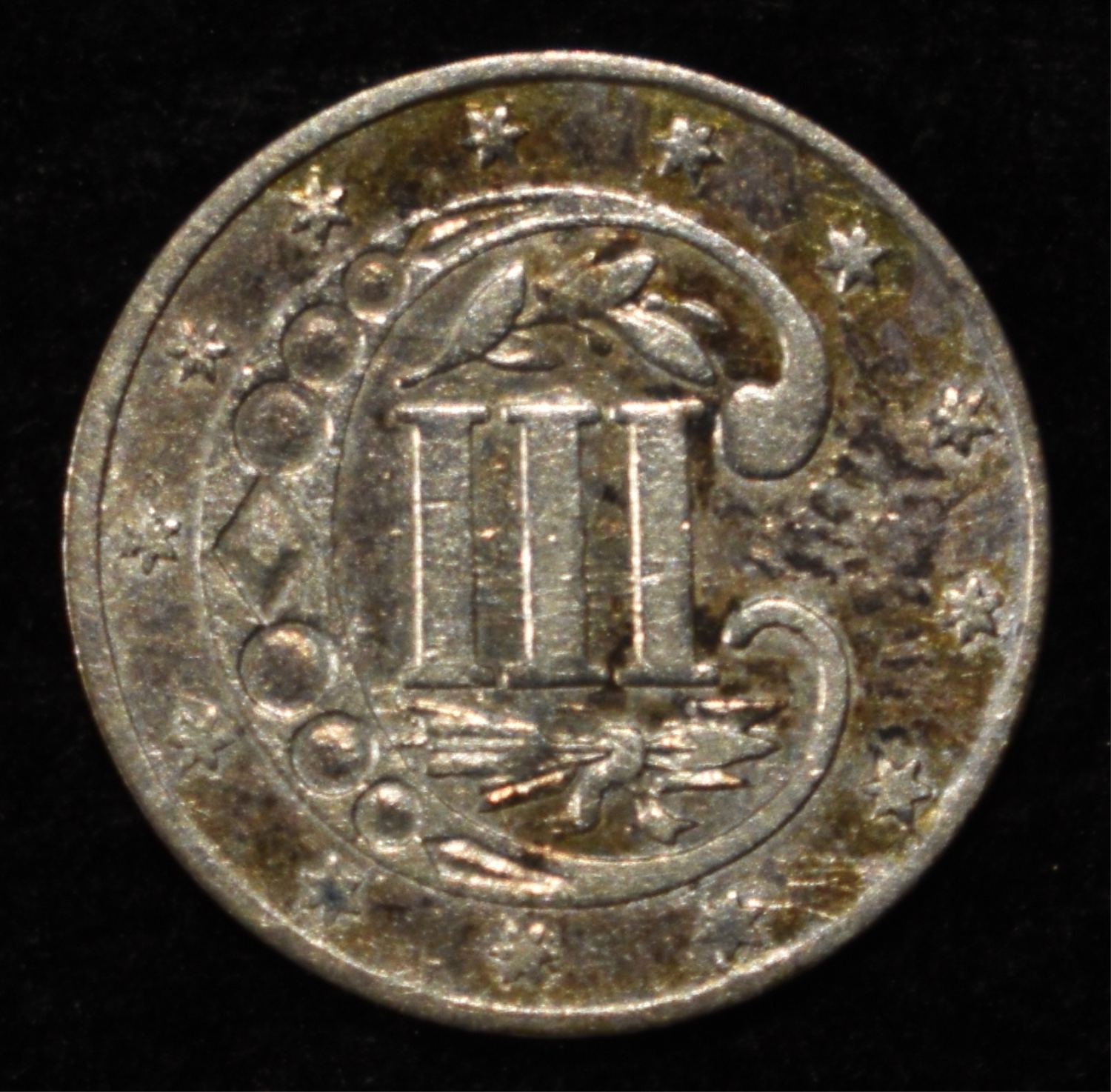1861 3 CENT SILVER XF