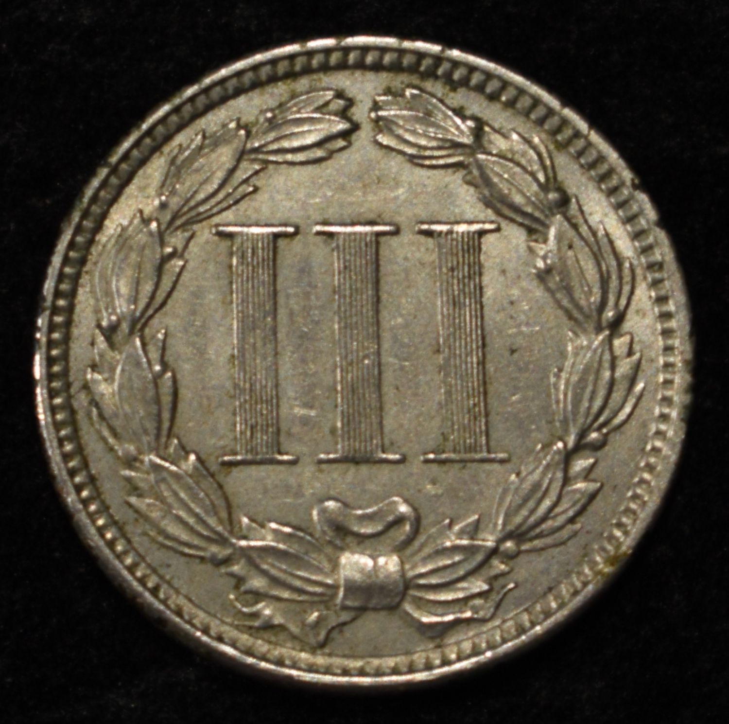 1871 3 CENT NICKEL AU