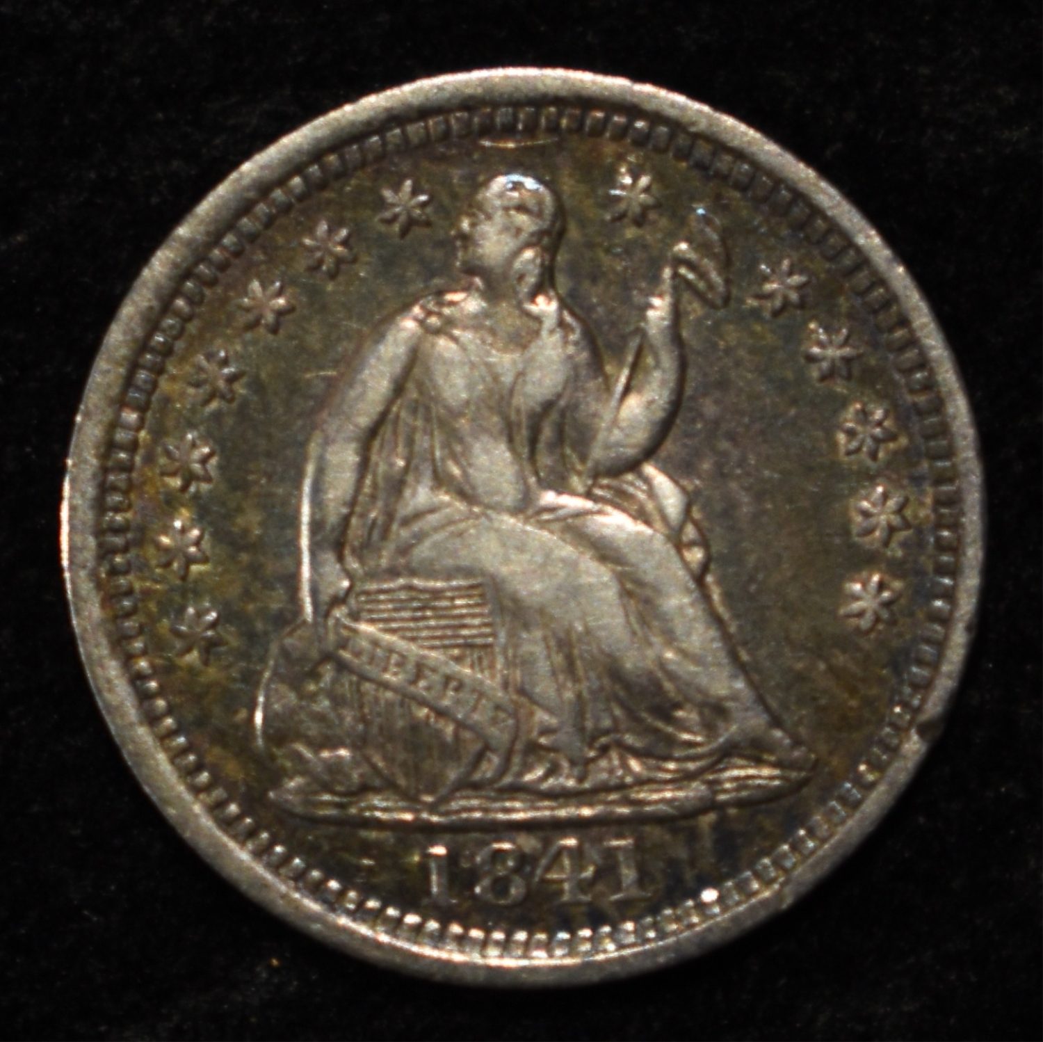 1841 SEATED LIBERTY HALF DIME XF