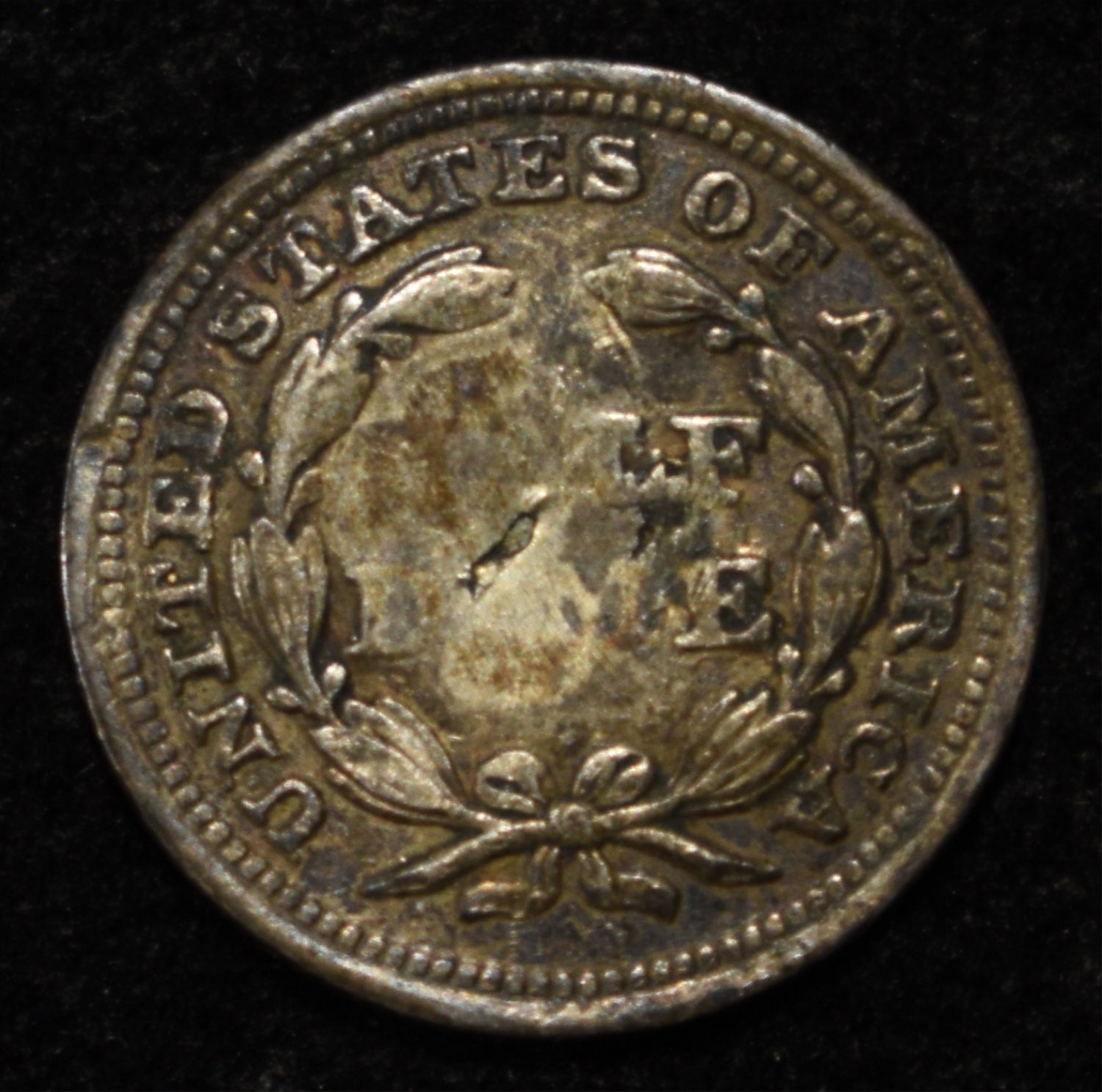1842 SEATED LIBERTY HALF DIME AU REV DAMAGE