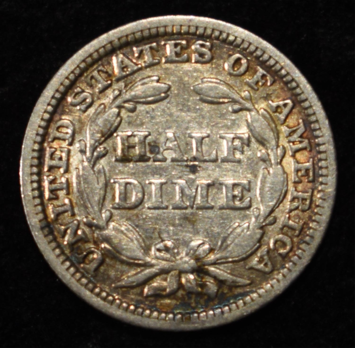 1847 SEATED LIBERTY HALF DIME VF