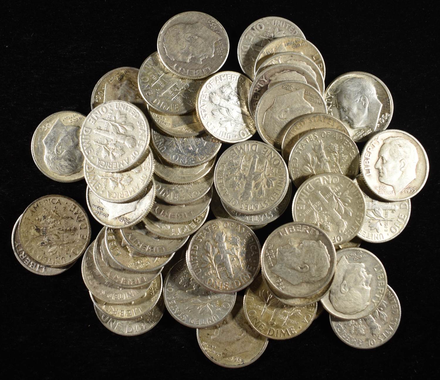 (50) 90% SILVER ROOSEVELT DIMES