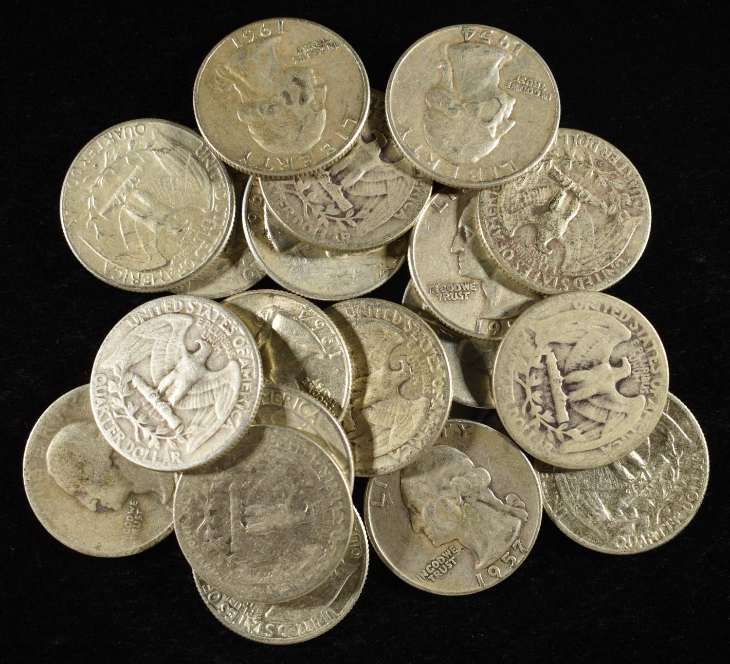 (20) 90% SILVER WASHINGTON QUARTERS