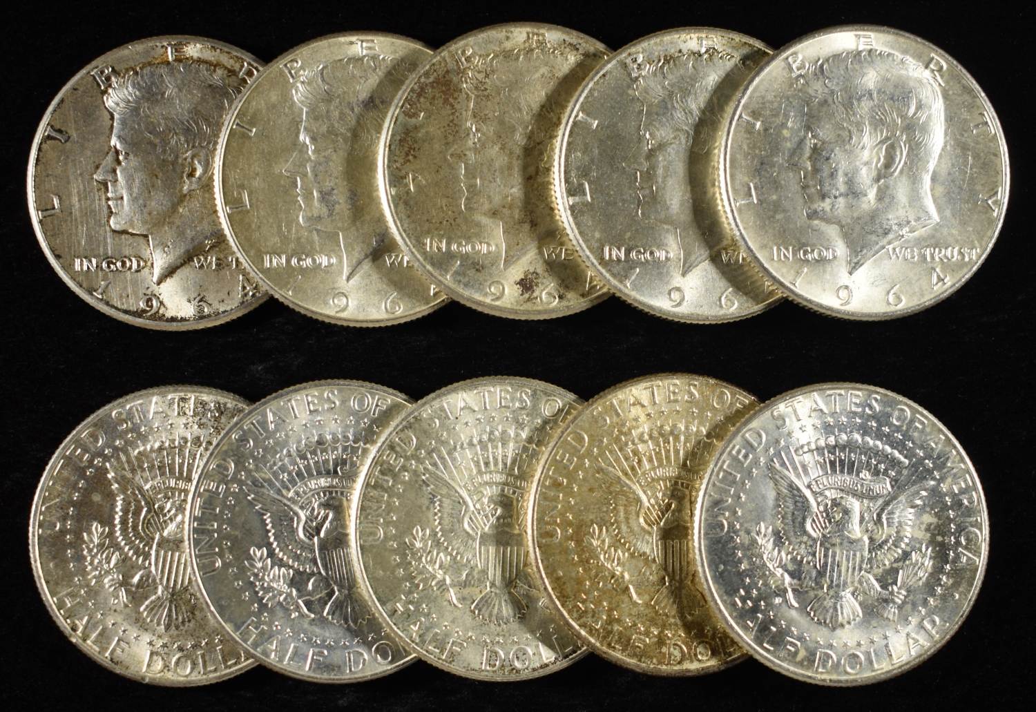 (10) 90% SILVER KENNDEY HALF DOLLARS