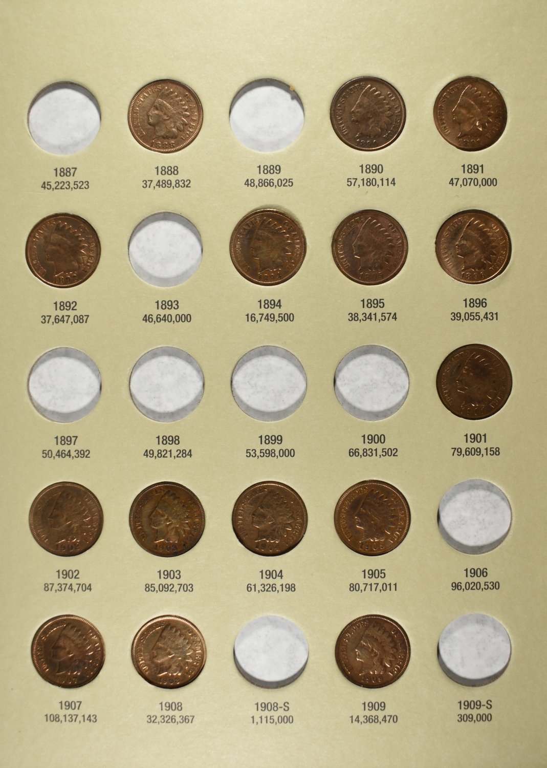 NICE PARTIAL SET OF INDIAN CENTS