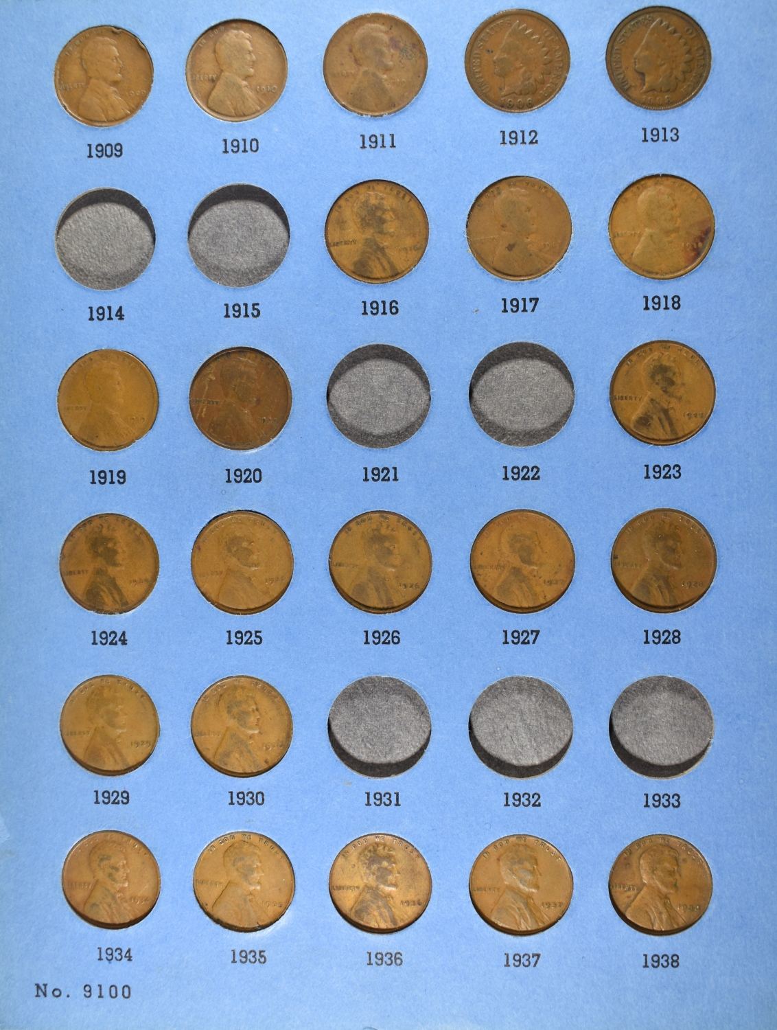 INDIAN & (4) LINCOLN CENTS COLLECTION
