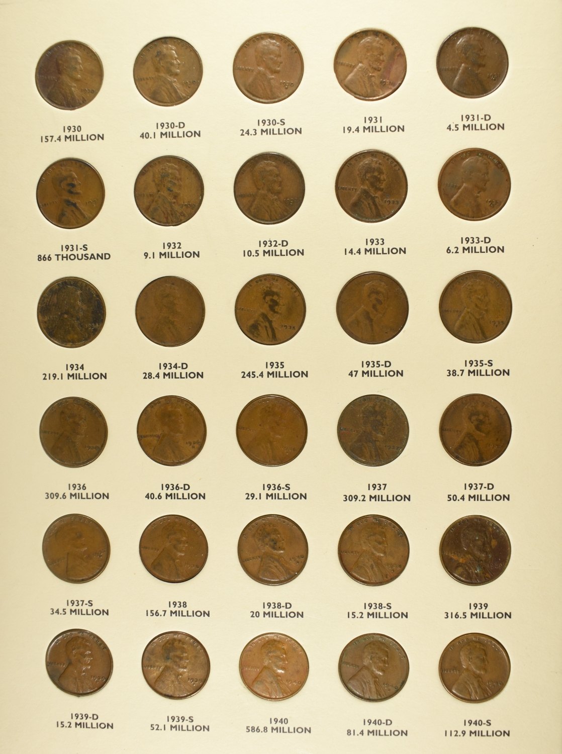 (4) LINCOLN CENTS COLLECTION
