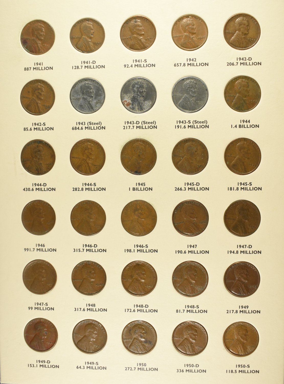 (4) LINCOLN CENTS COLLECTION
