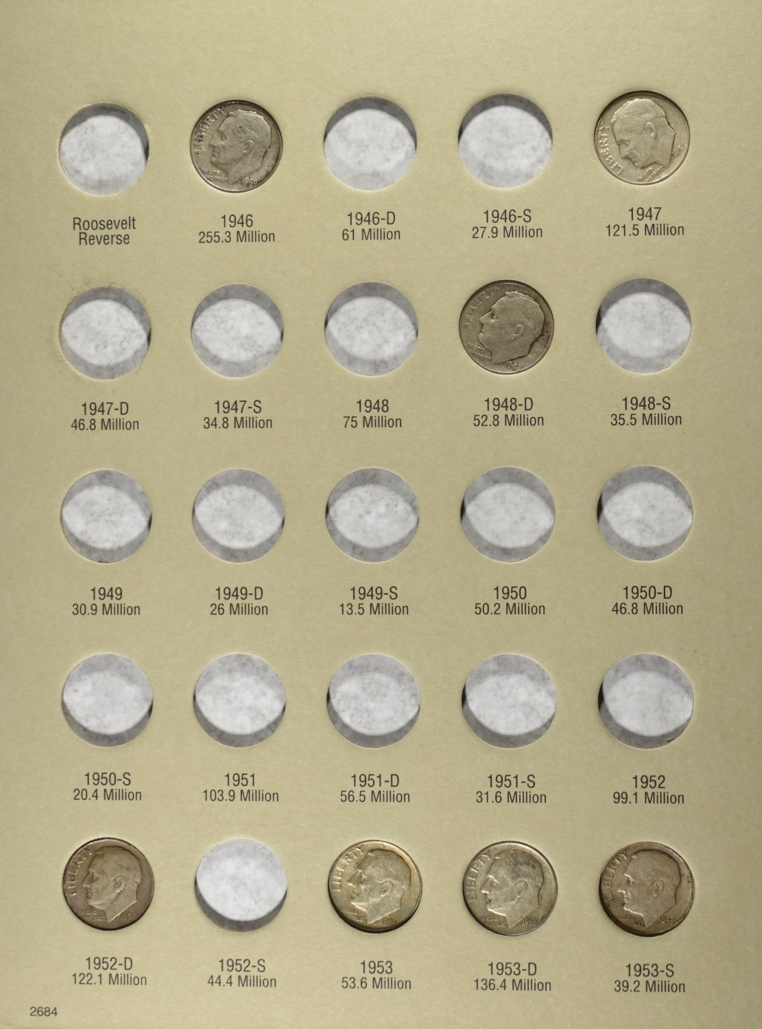 ROOSEVELT DIMES COLLECTION H.E HARRIS & CO